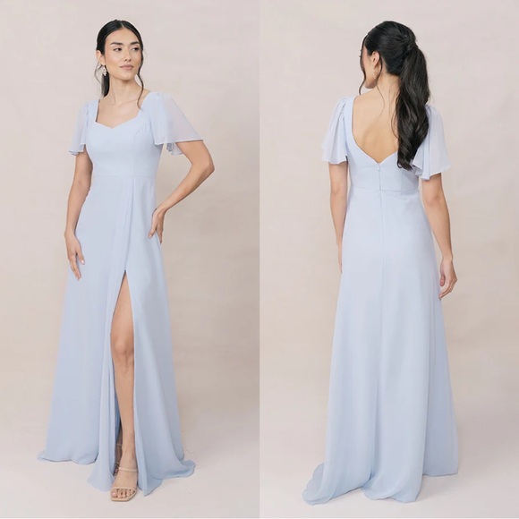 NWT Revelry Madeline Convertible Chiffon Maxi Dress Light Blue Size 6 - Picture 2 of 6